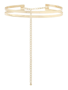 Amy Skinny Metal Plate Belt Soft Gold_mannequin