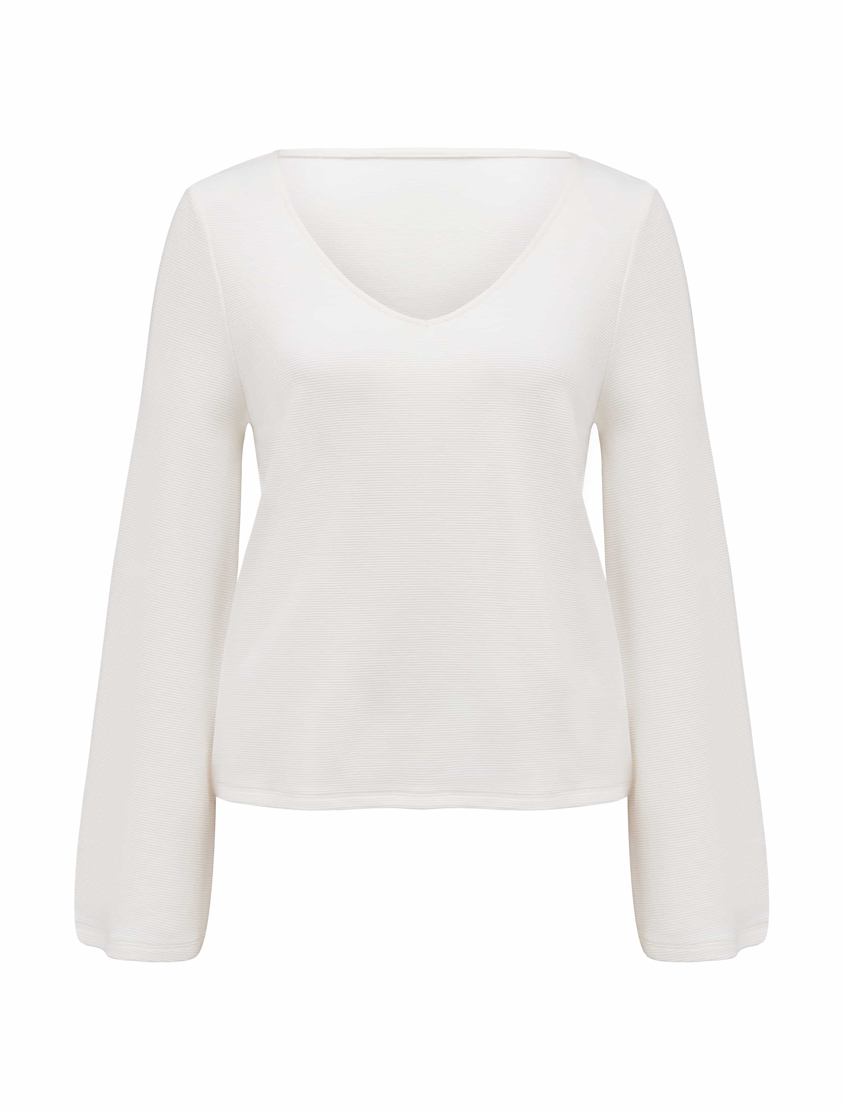 Sophia Flare Sleeve V Neck Top Porcelain_mannequin