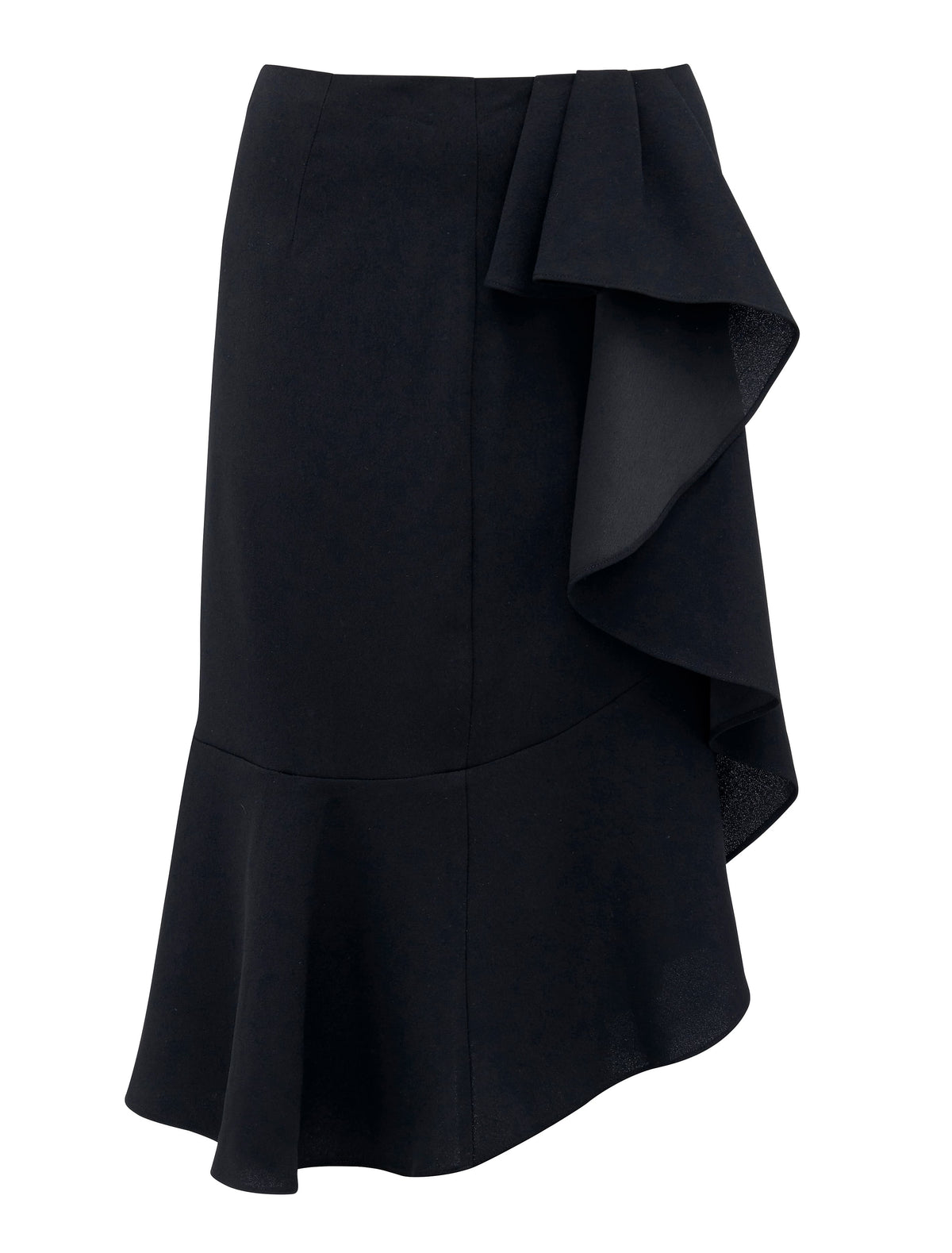 Abby ruffle wrap pencil skirt Black_mannequin