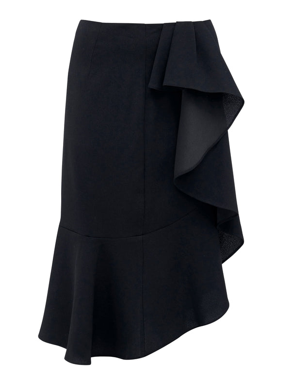 Abby ruffle wrap pencil skirt Black_mannequin