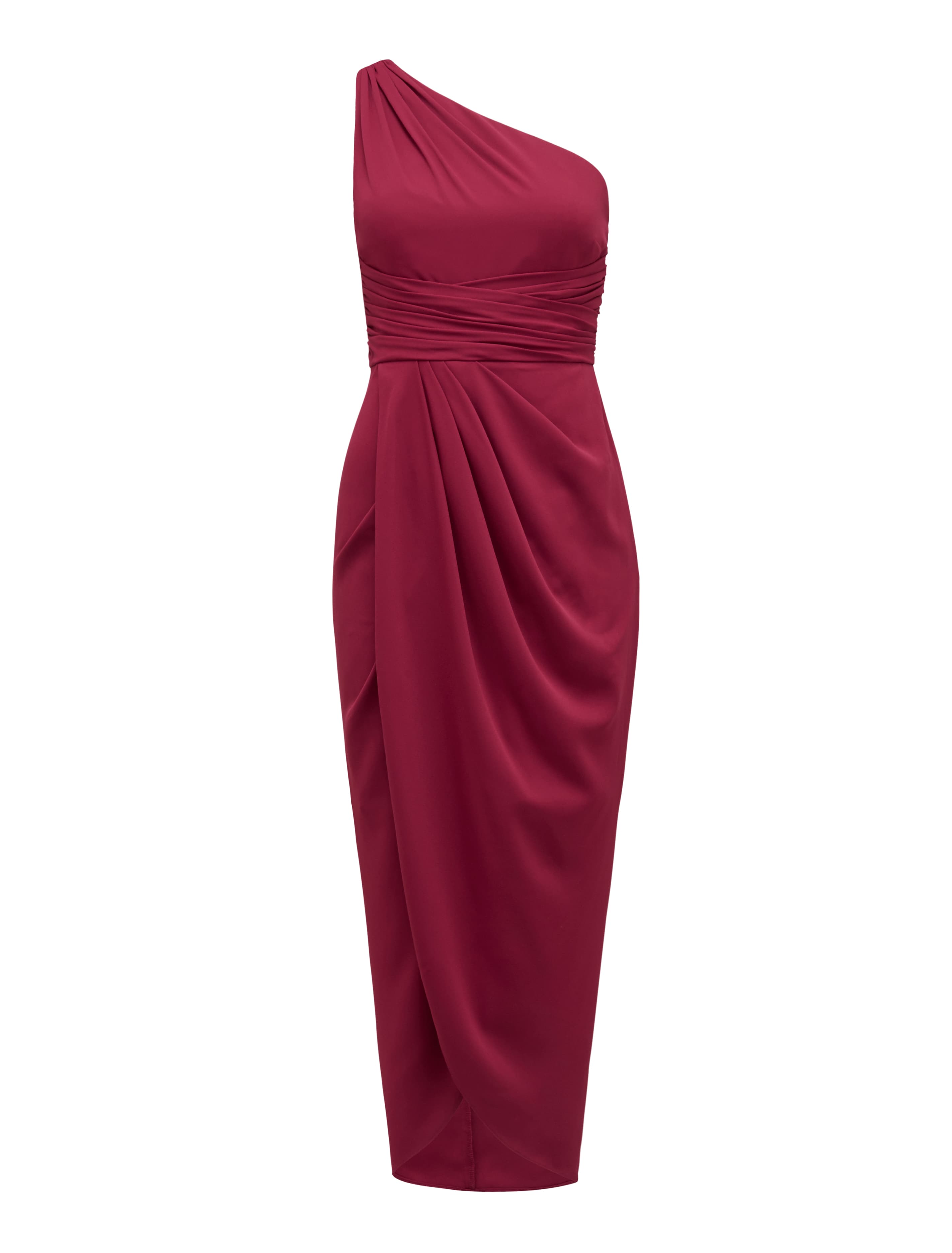 Mandy One Shoulder Drape Maxi Red Plum_mannequin