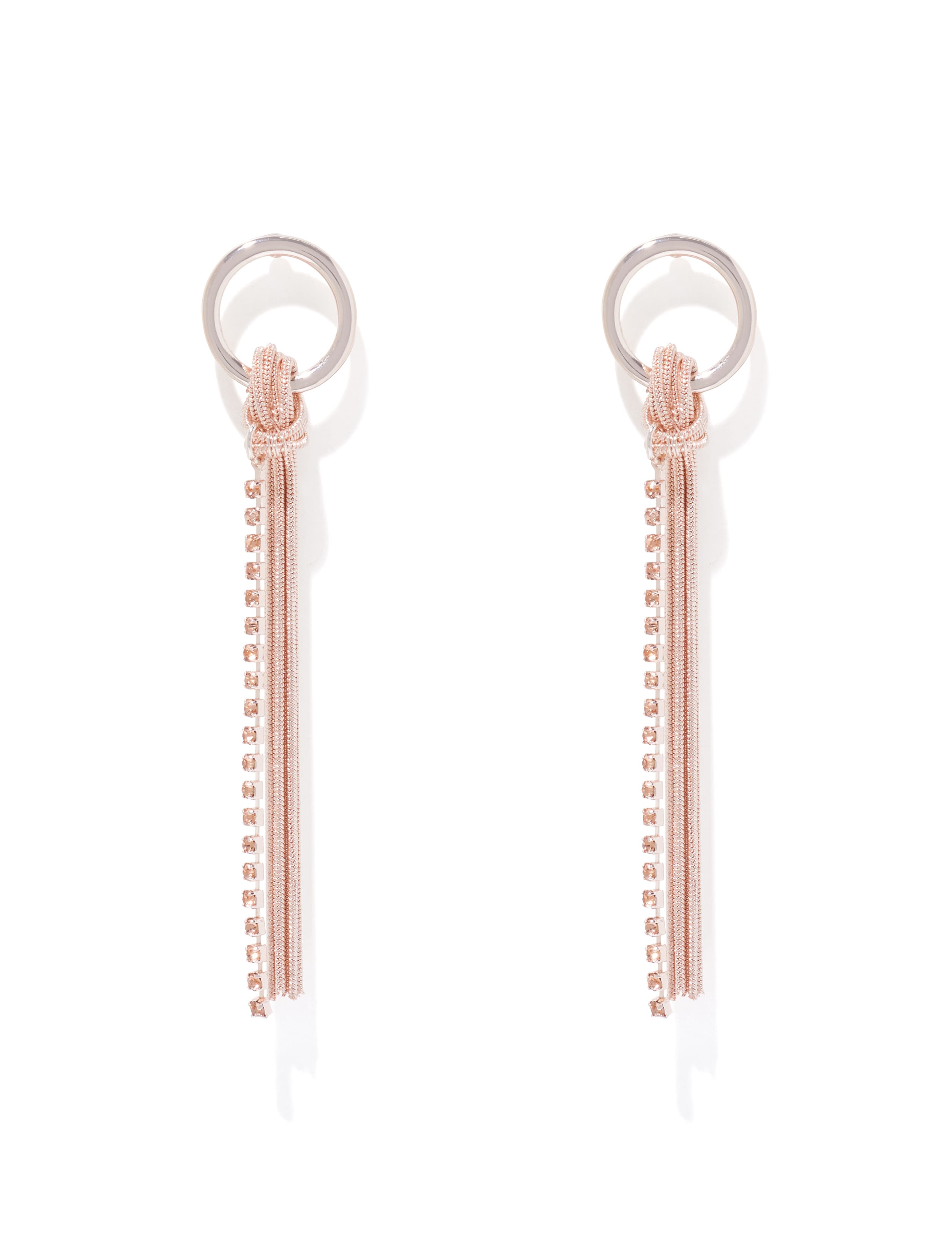 Porche Ring and Tassel Jewel Drop Earrings Rose Gold_mannequin