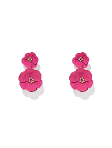 Camy Coated Flower Underear Earrings Merlot_mannequin