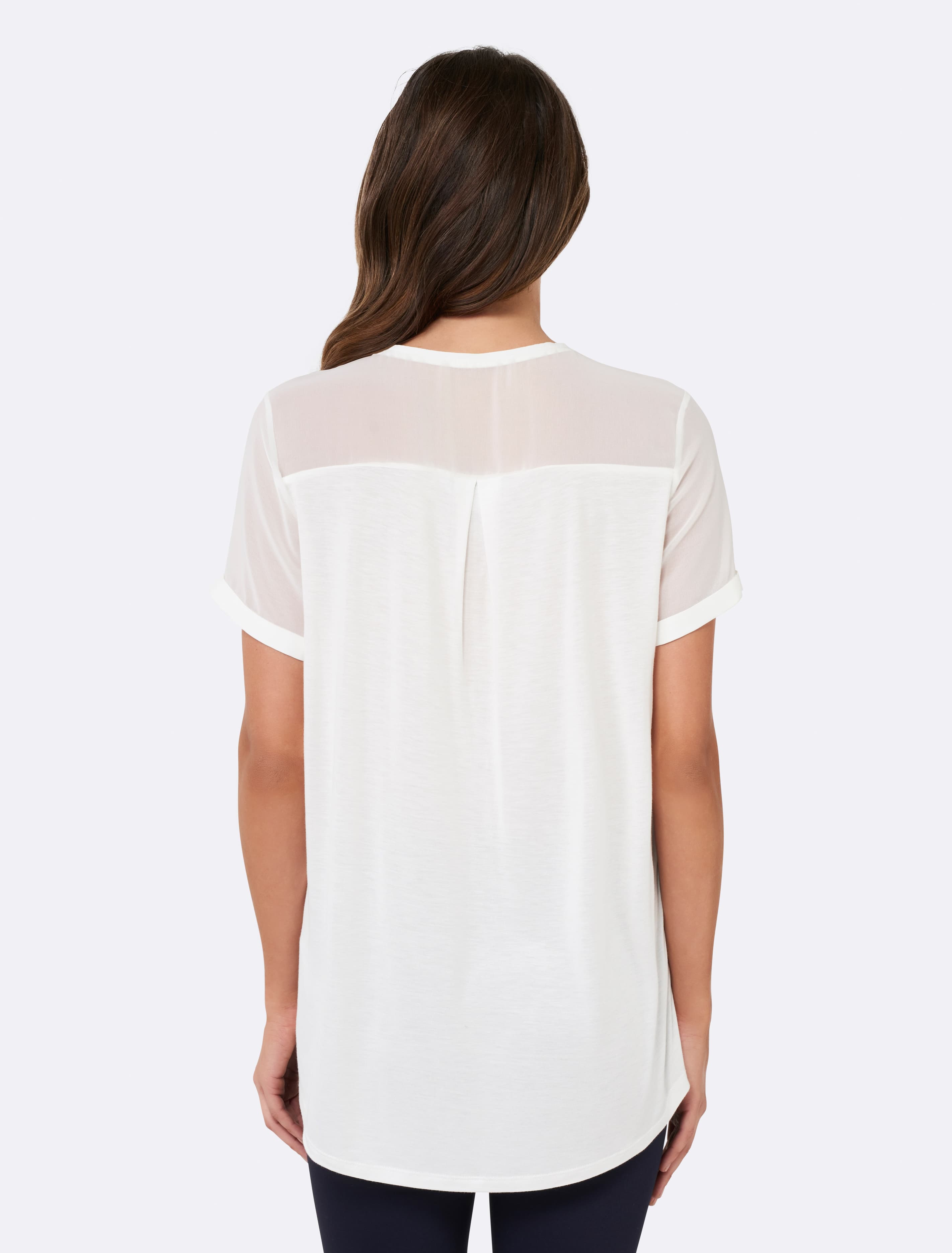 Poppy Zip Front Tee Porcelain