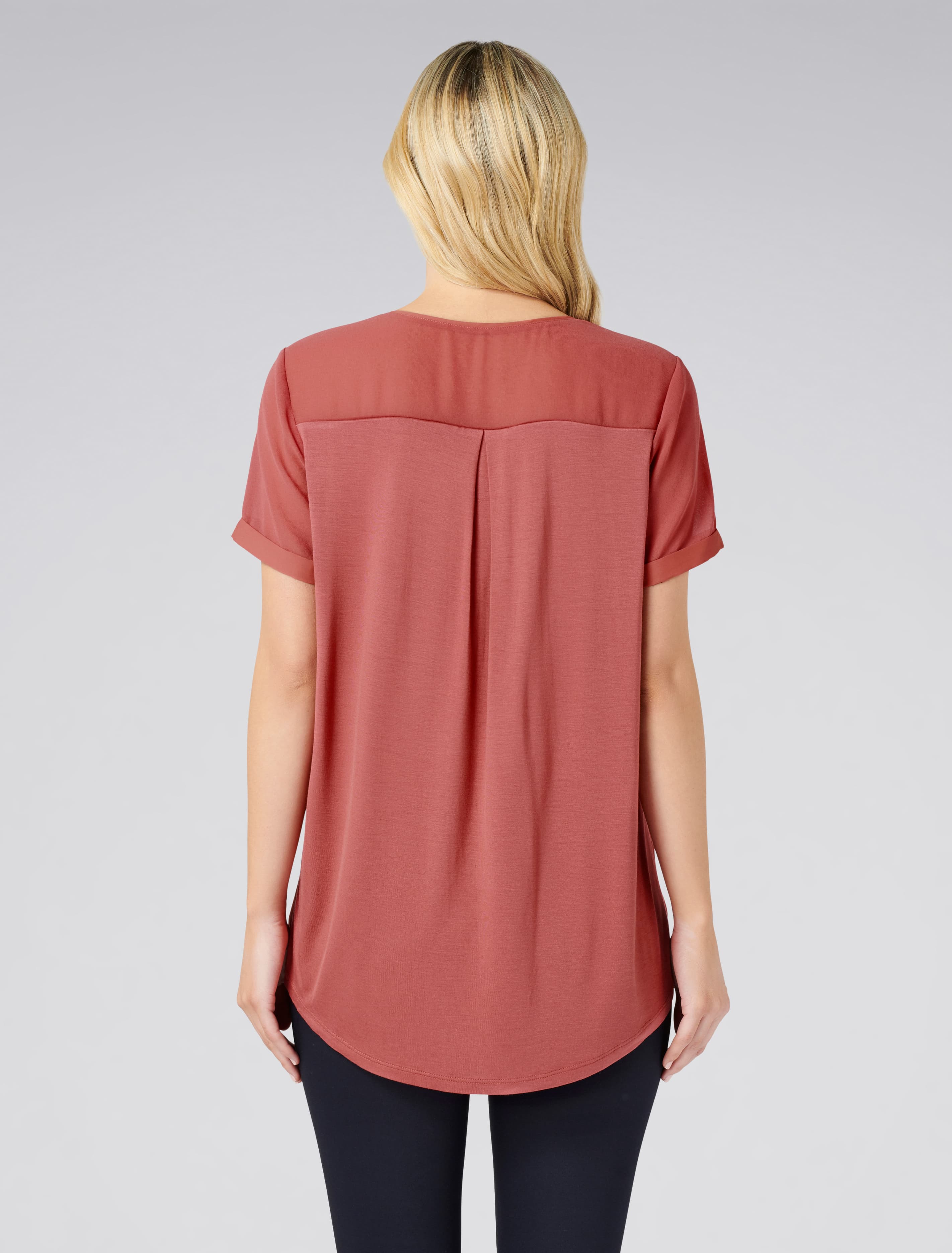 Poppy Zip Front Tee Burnt Sienna