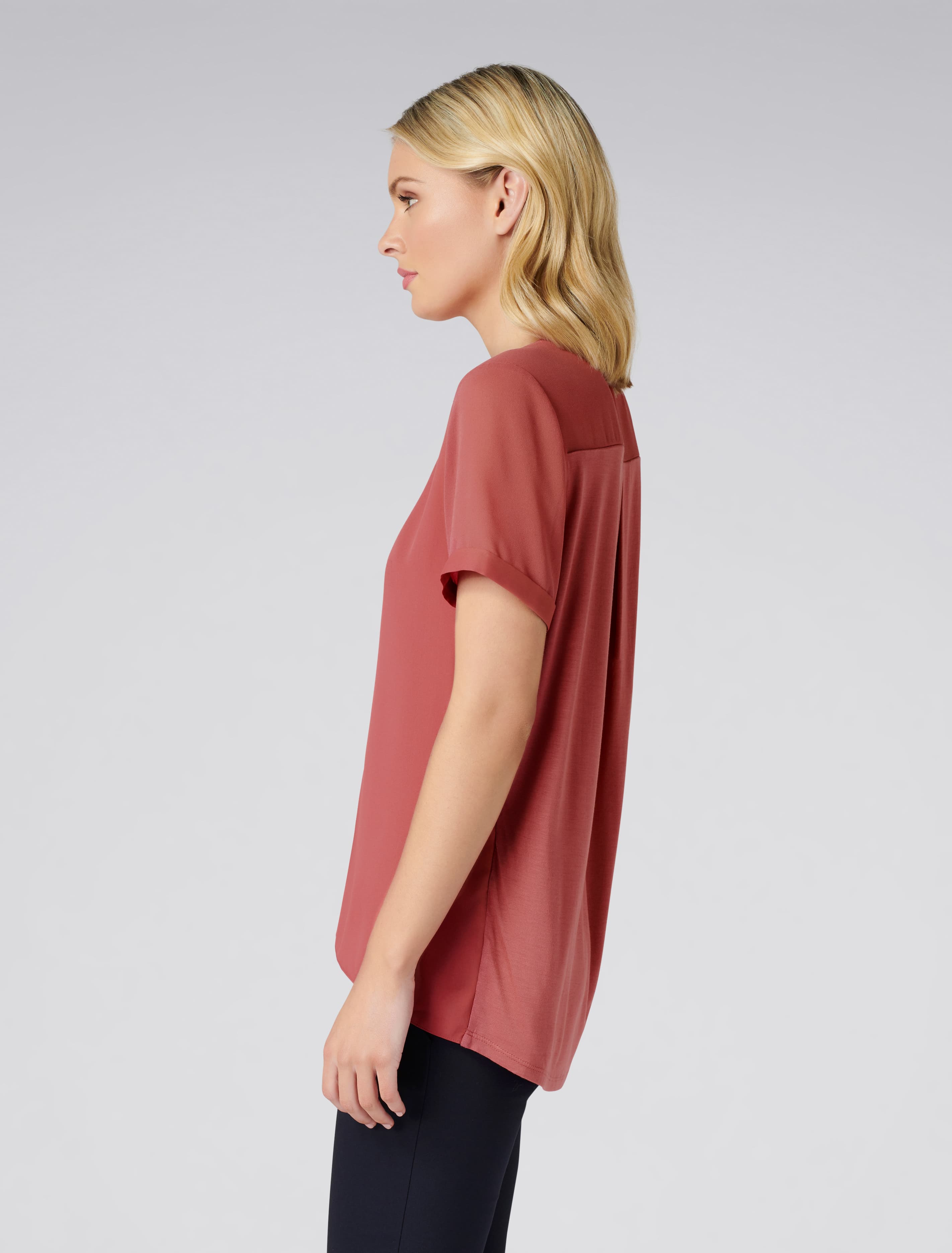 Poppy Zip Front Tee Burnt Sienna