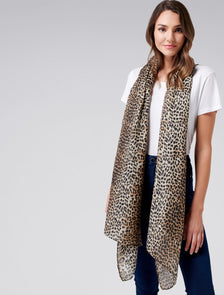 Mila Leopard Print Scarf Natural Leopard