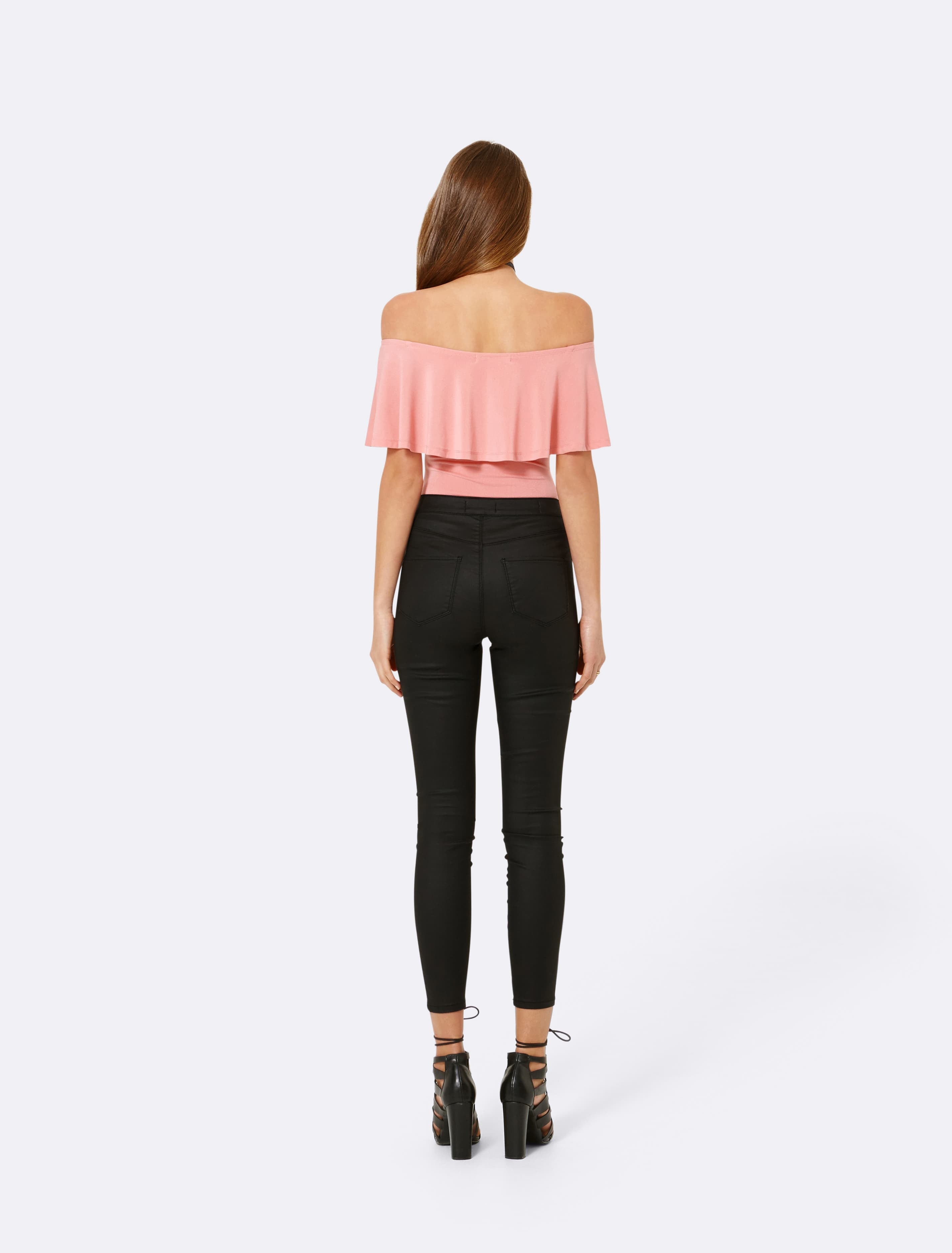 Yasmina Frill Bardot Bodysuit Rose Bloom