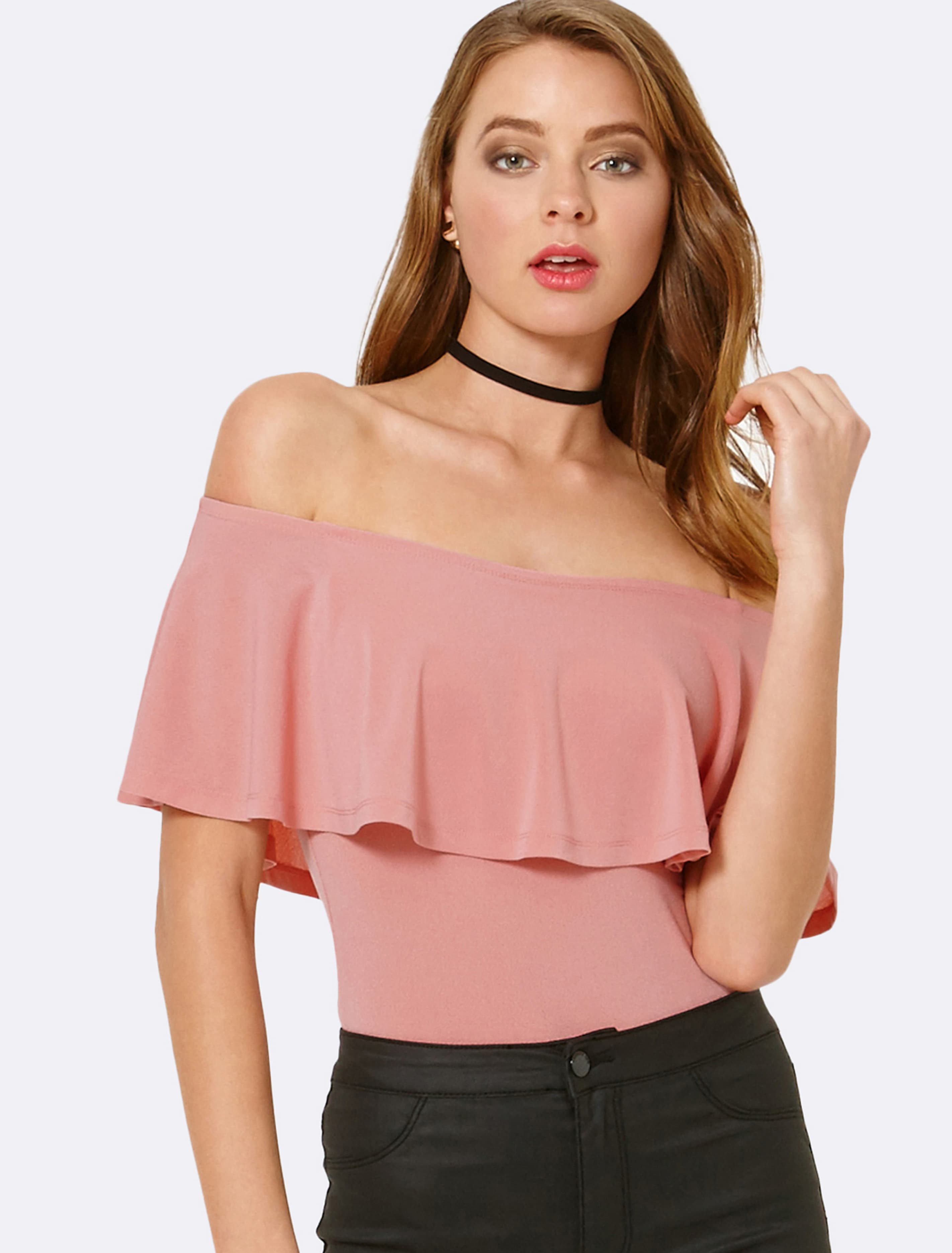 Yasmina Frill Bardot Bodysuit Rose Bloom