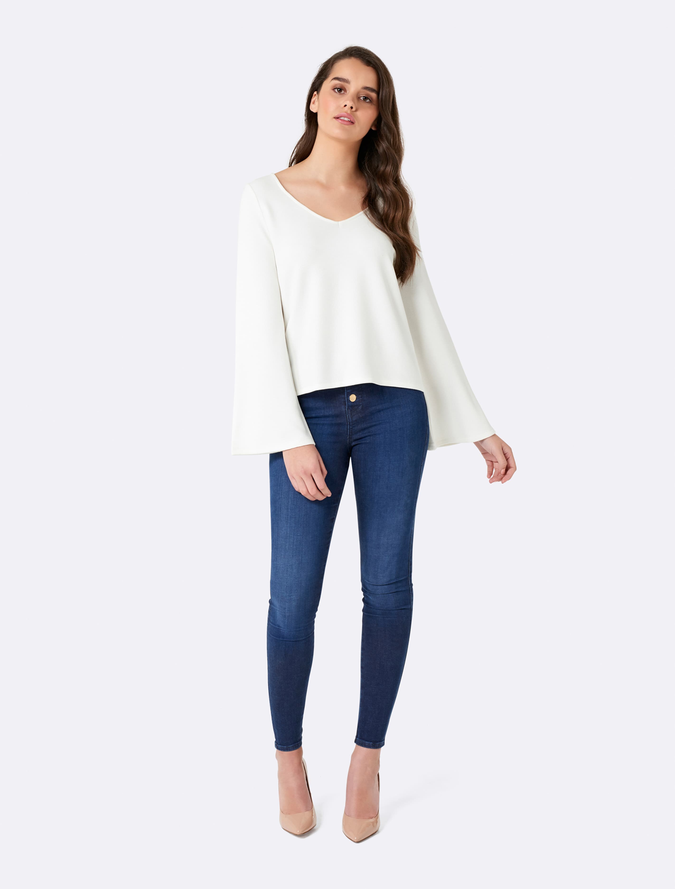 Sophia Flare Sleeve V Neck Top Porcelain