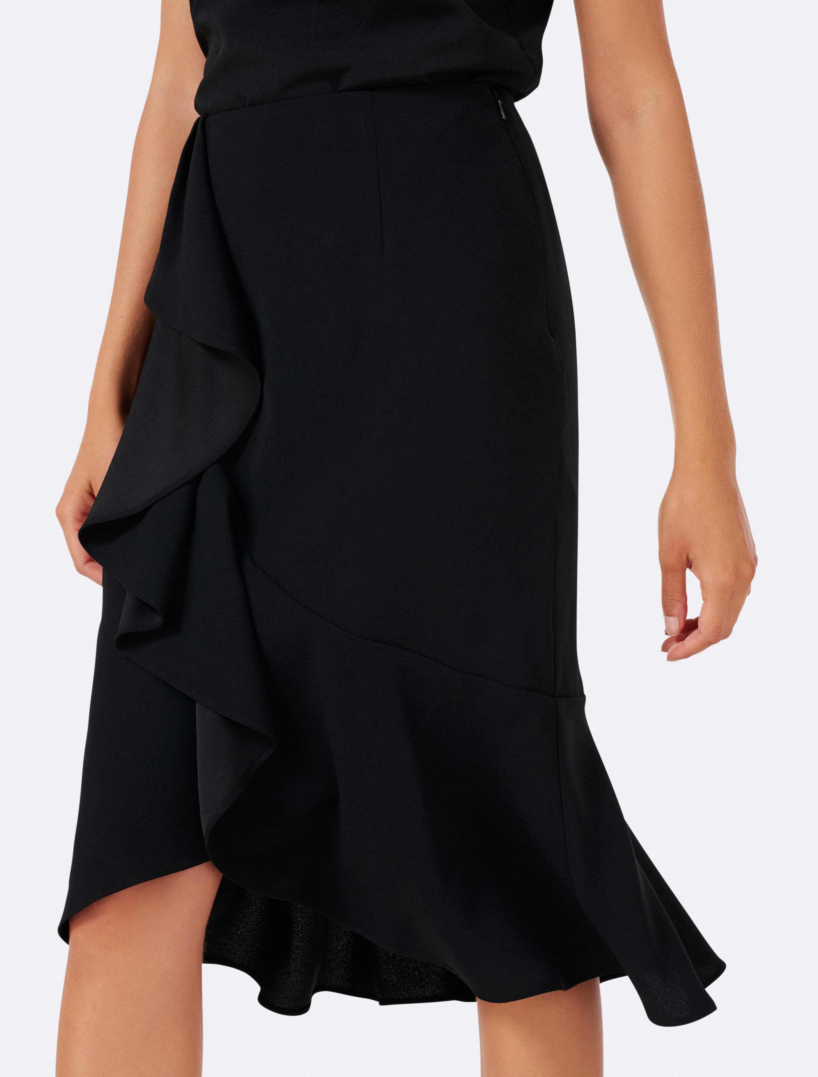 Abby ruffle wrap pencil skirt Black