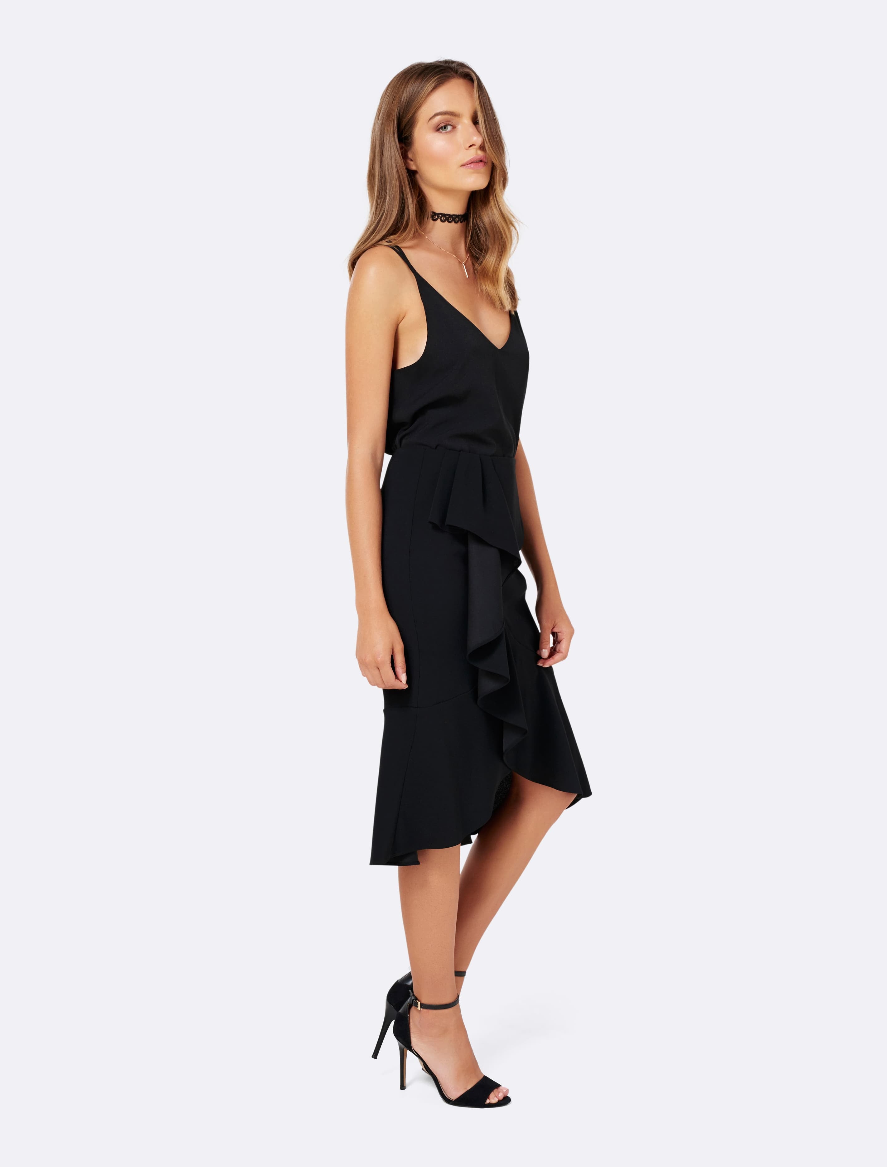 Abby ruffle wrap pencil skirt Black