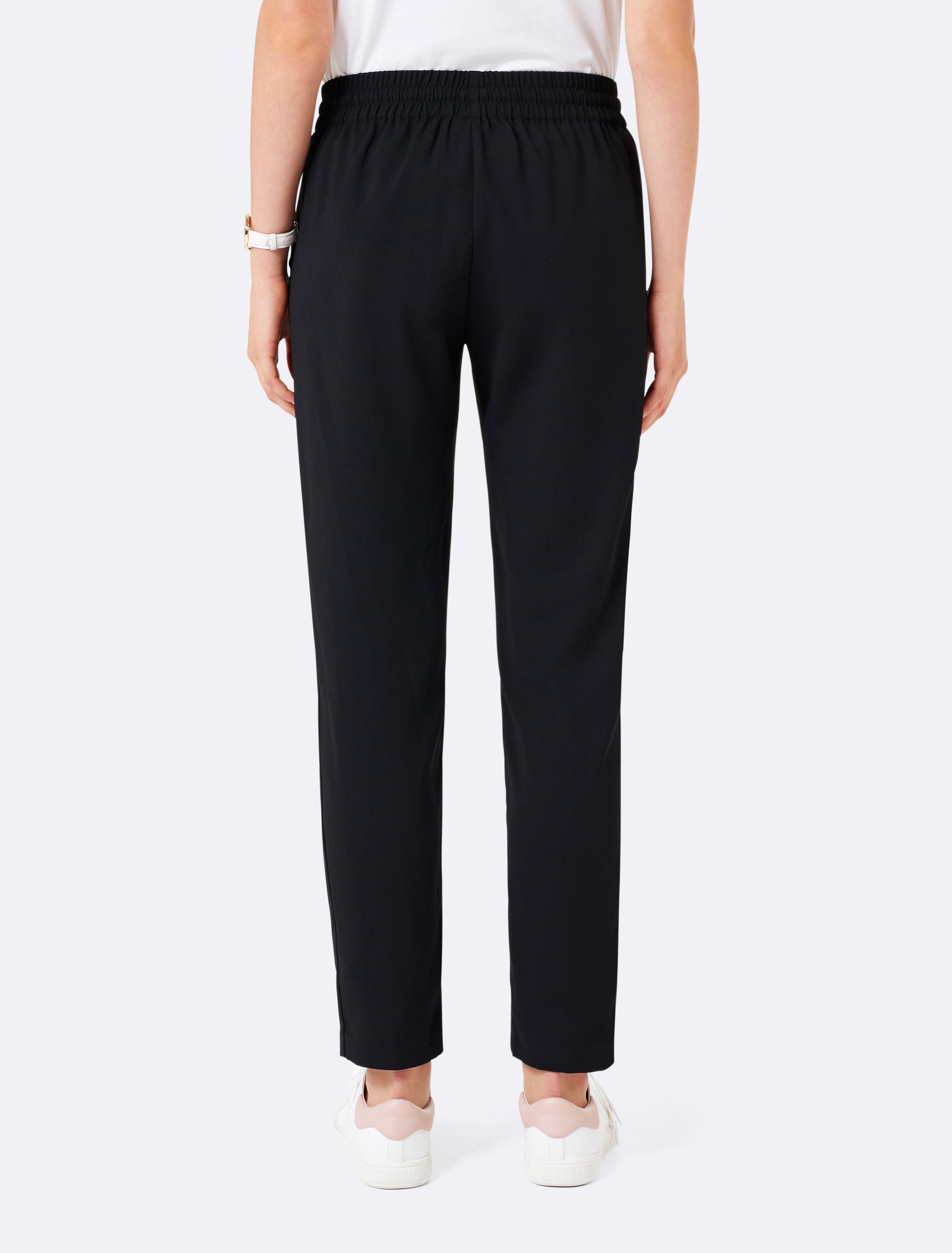 Jasmine satin stripe jogger pant Black