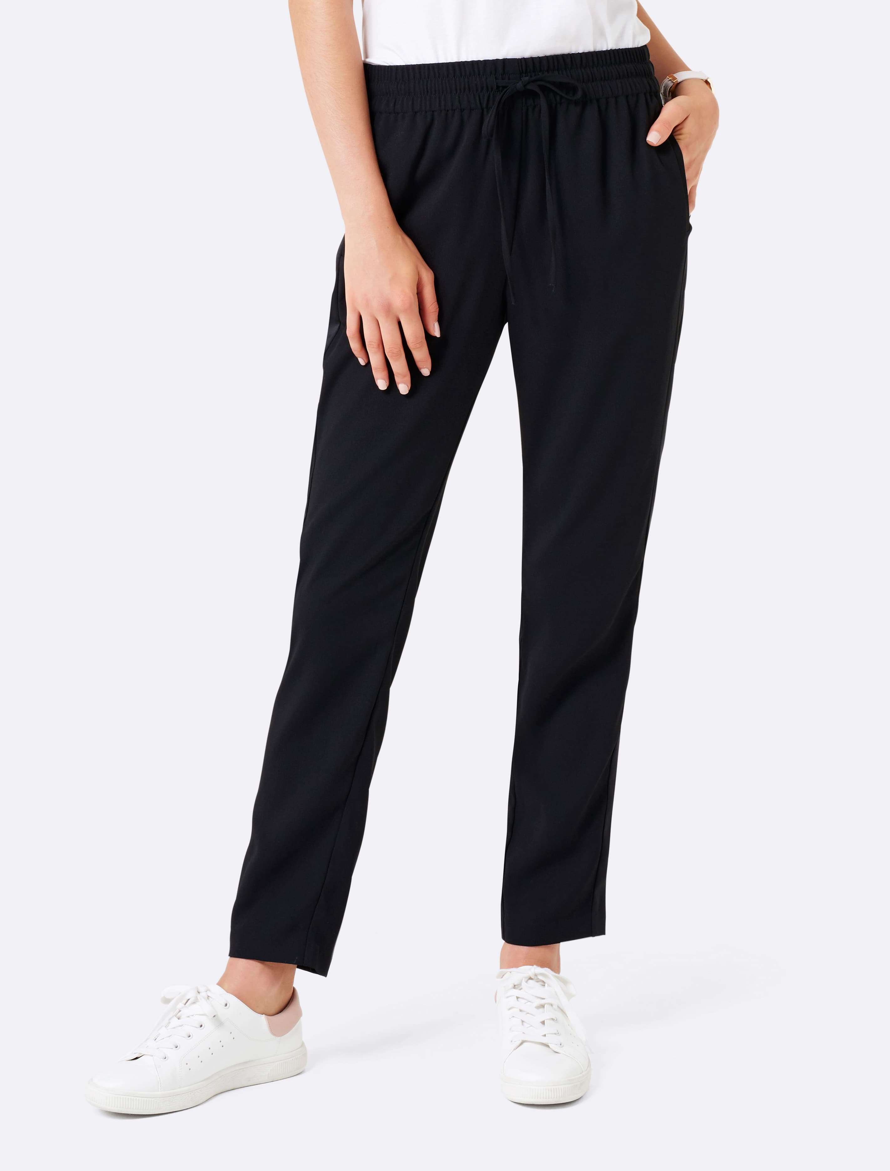 Jasmine satin stripe jogger pant Black