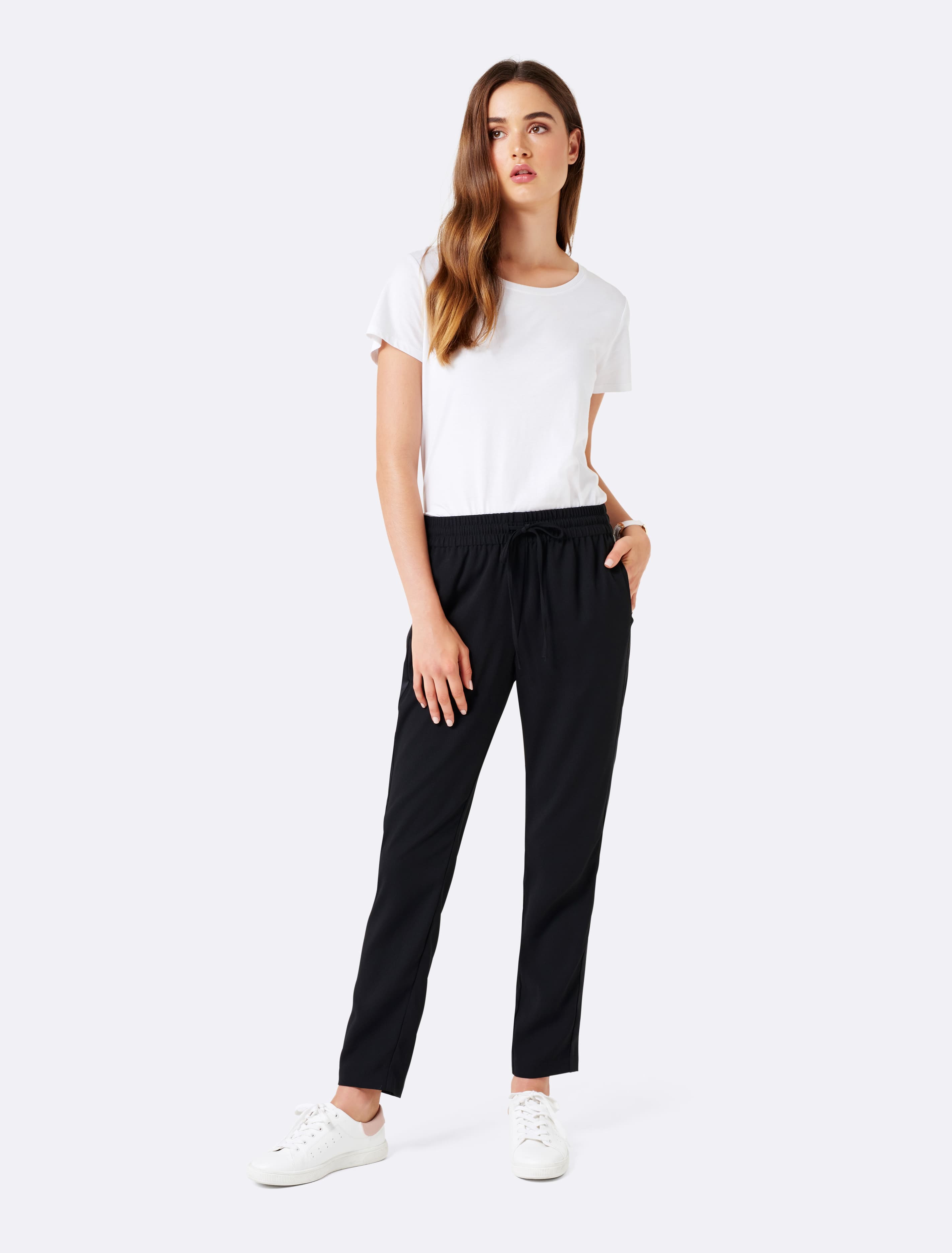 Jasmine satin stripe jogger pant Black