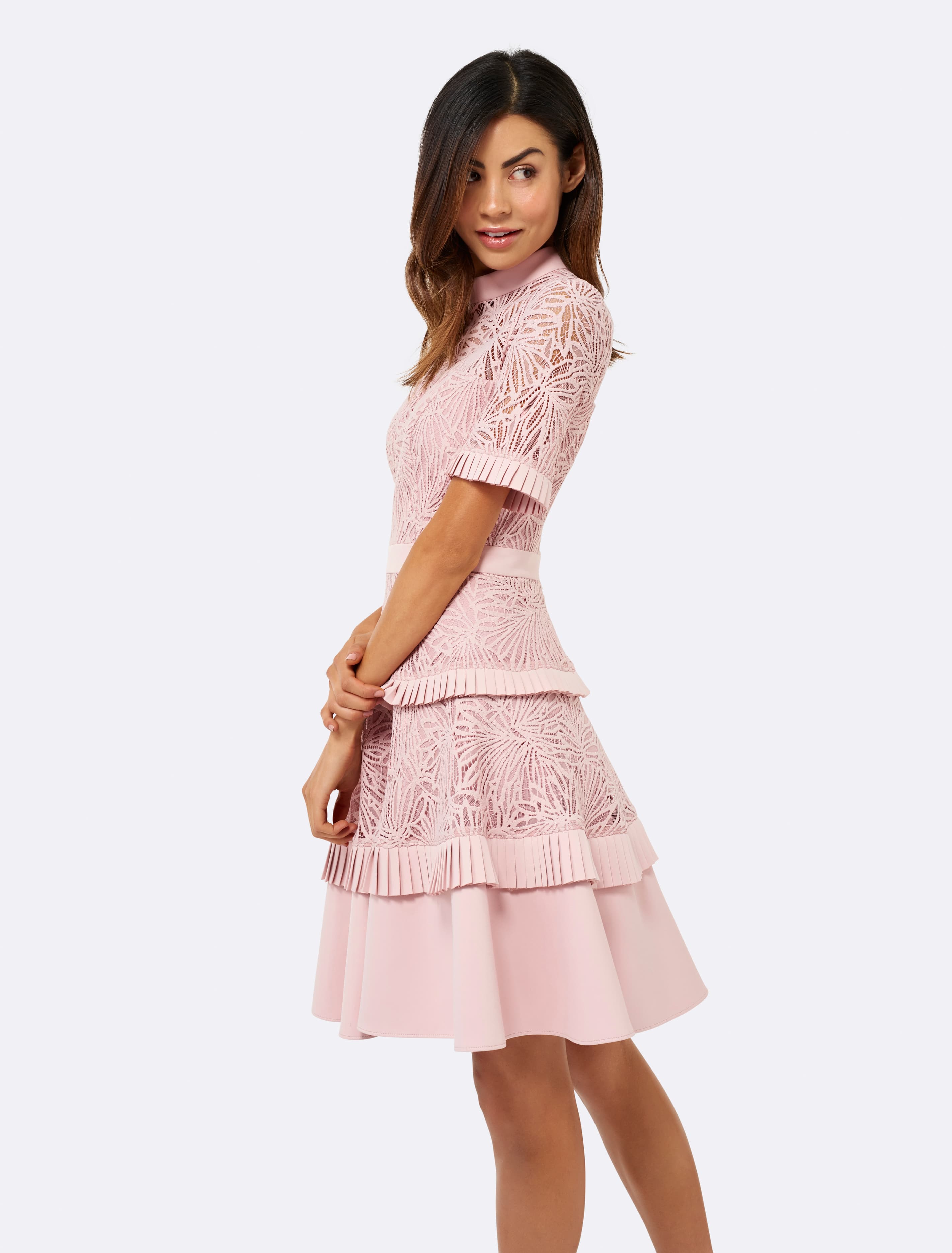 Raine Spliced Panel Prom Dress  Blush