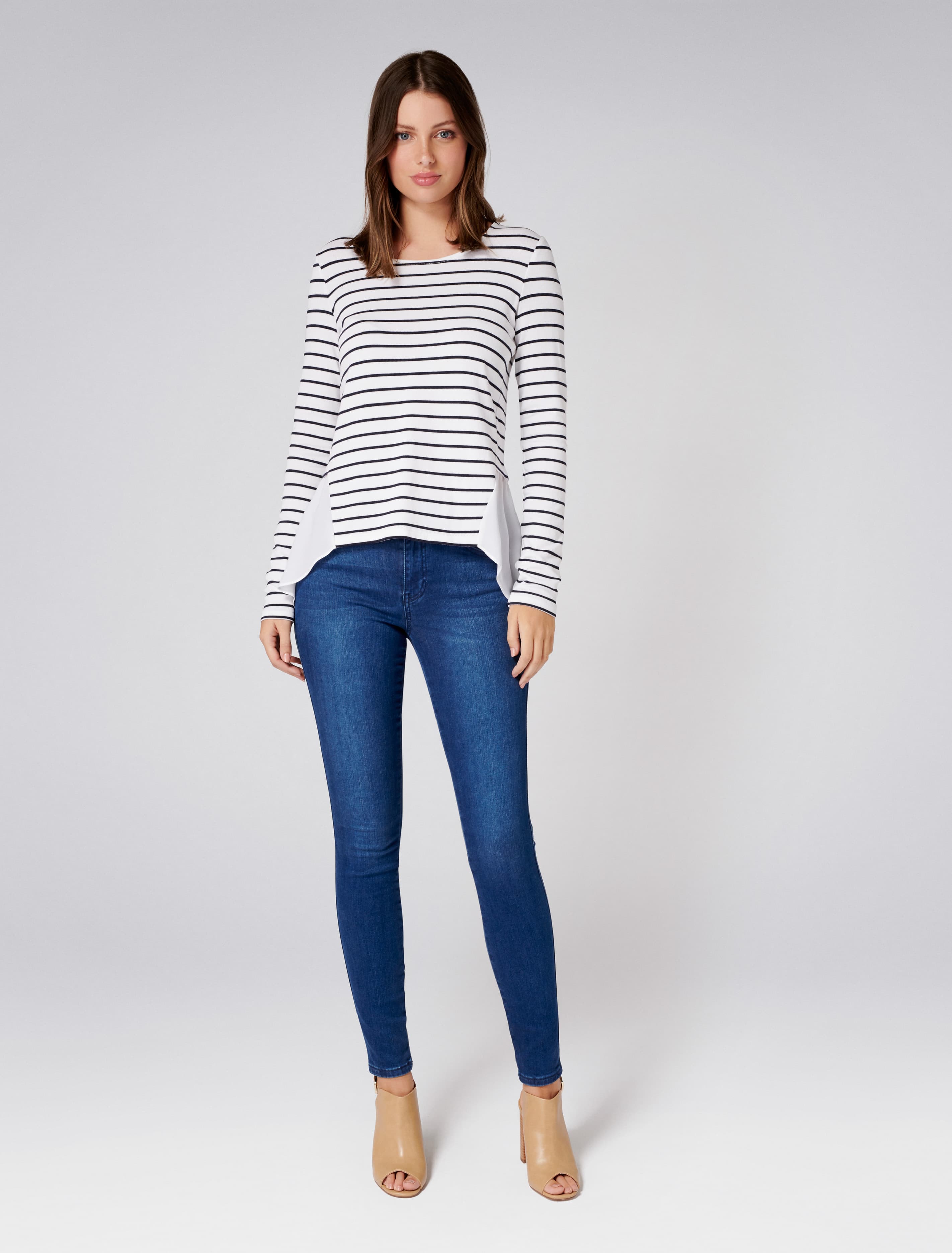 Jordana Woven Hem Top Stripe