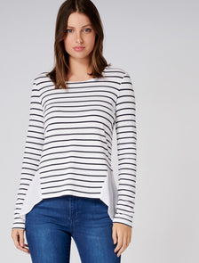 Jordana Woven Hem Top Stripe