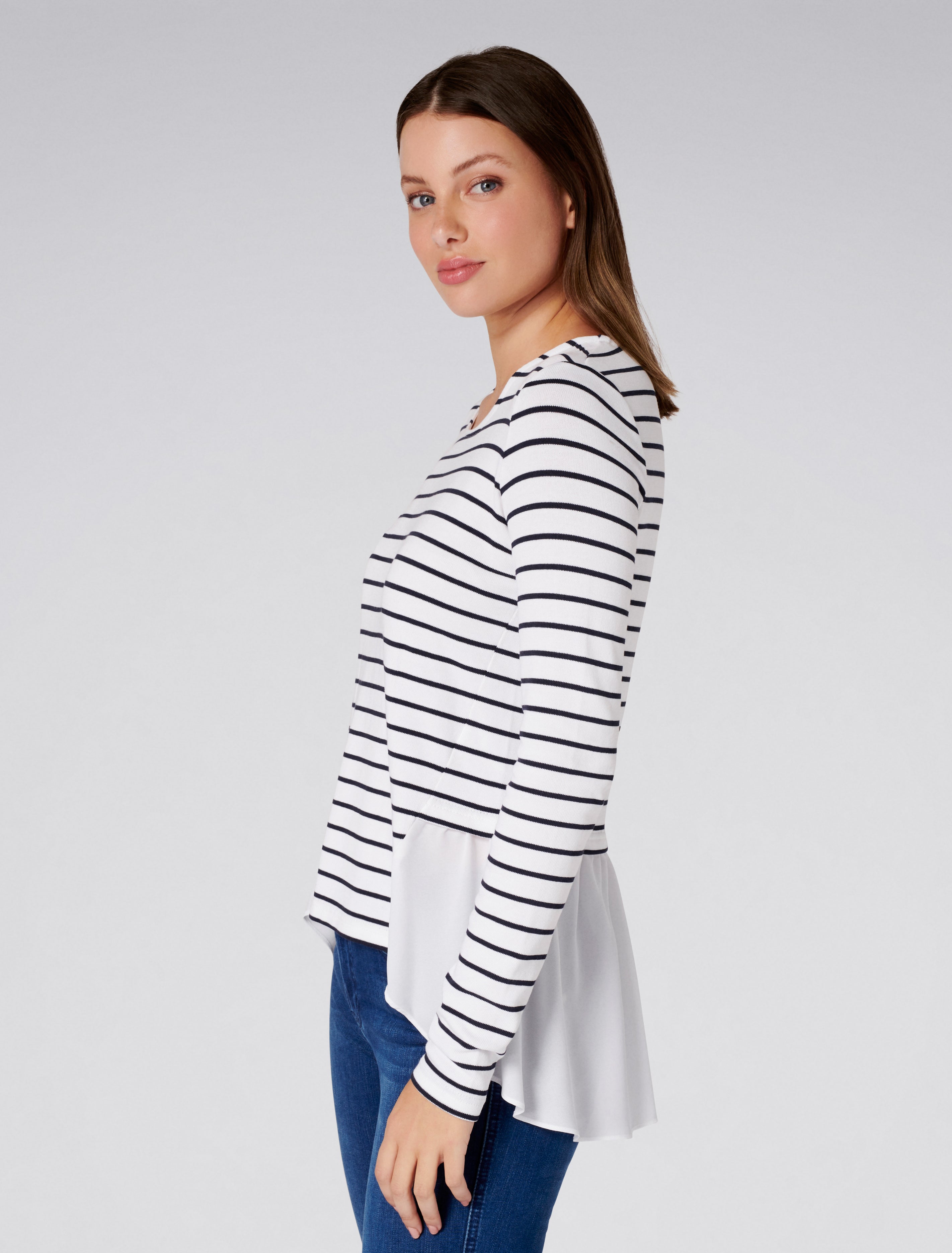Jordana Woven Hem Top Stripe