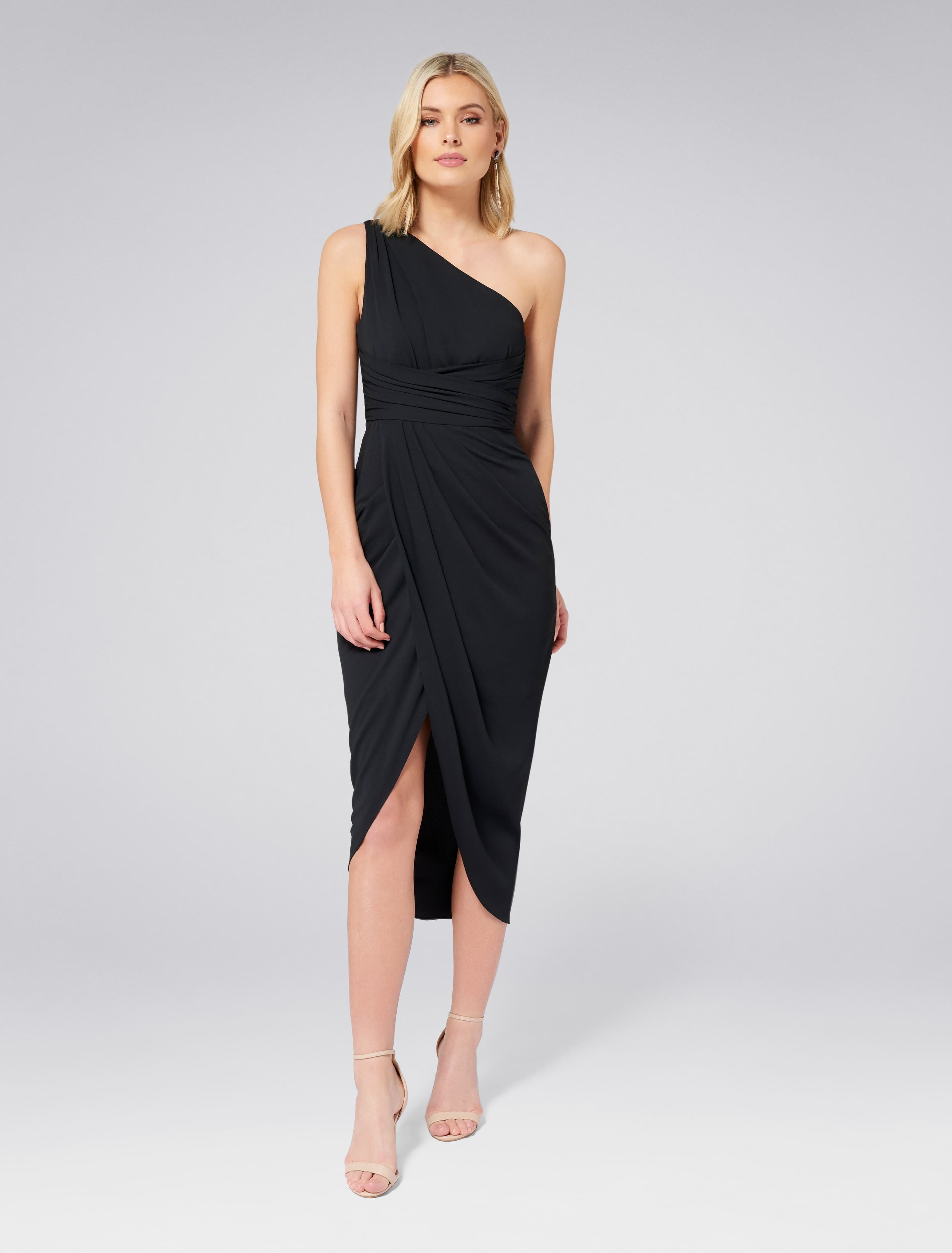 Mandy One Shoulder Drape Maxi Black