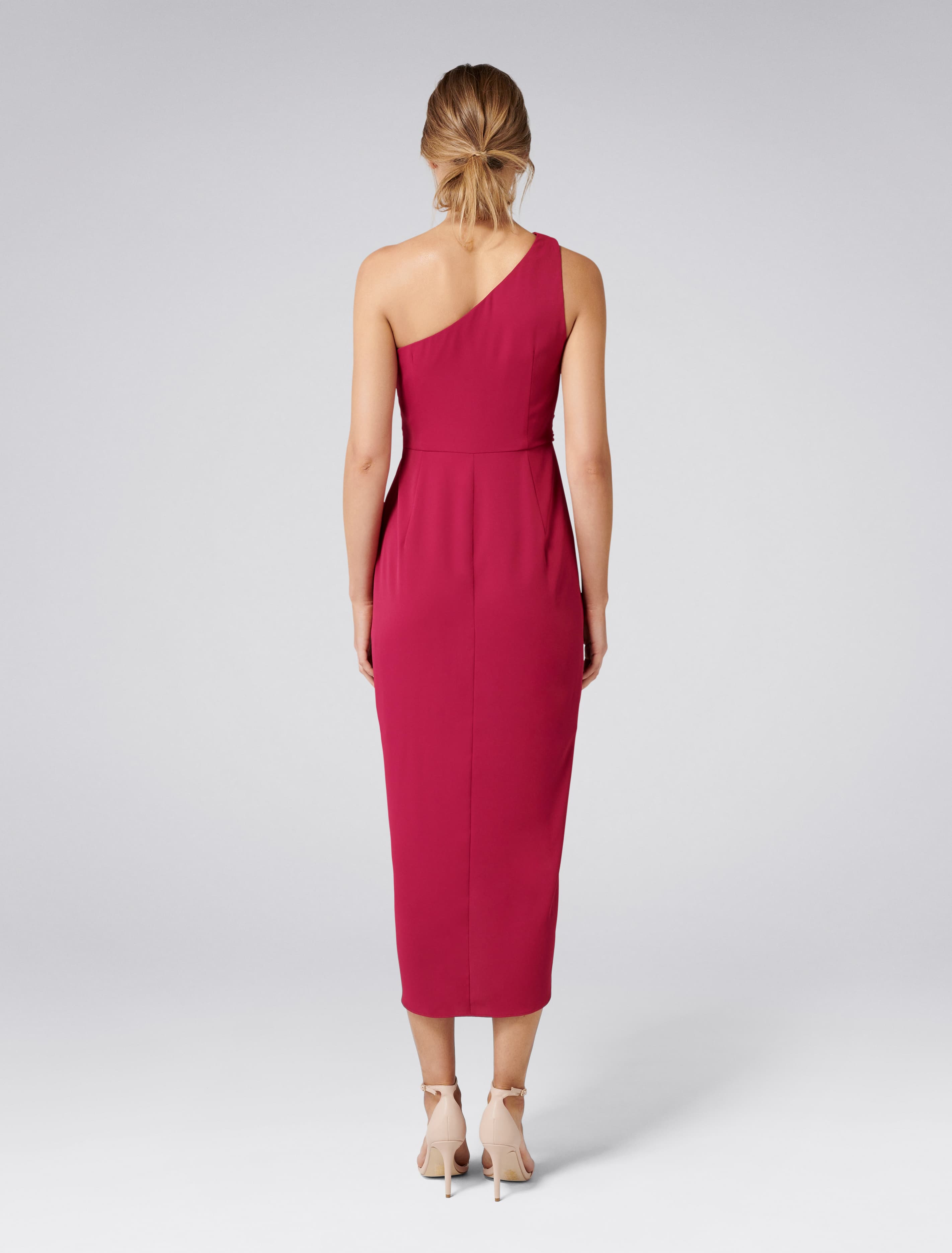 Mandy One-Shoulder Drape Maxi Dress Berry Compote