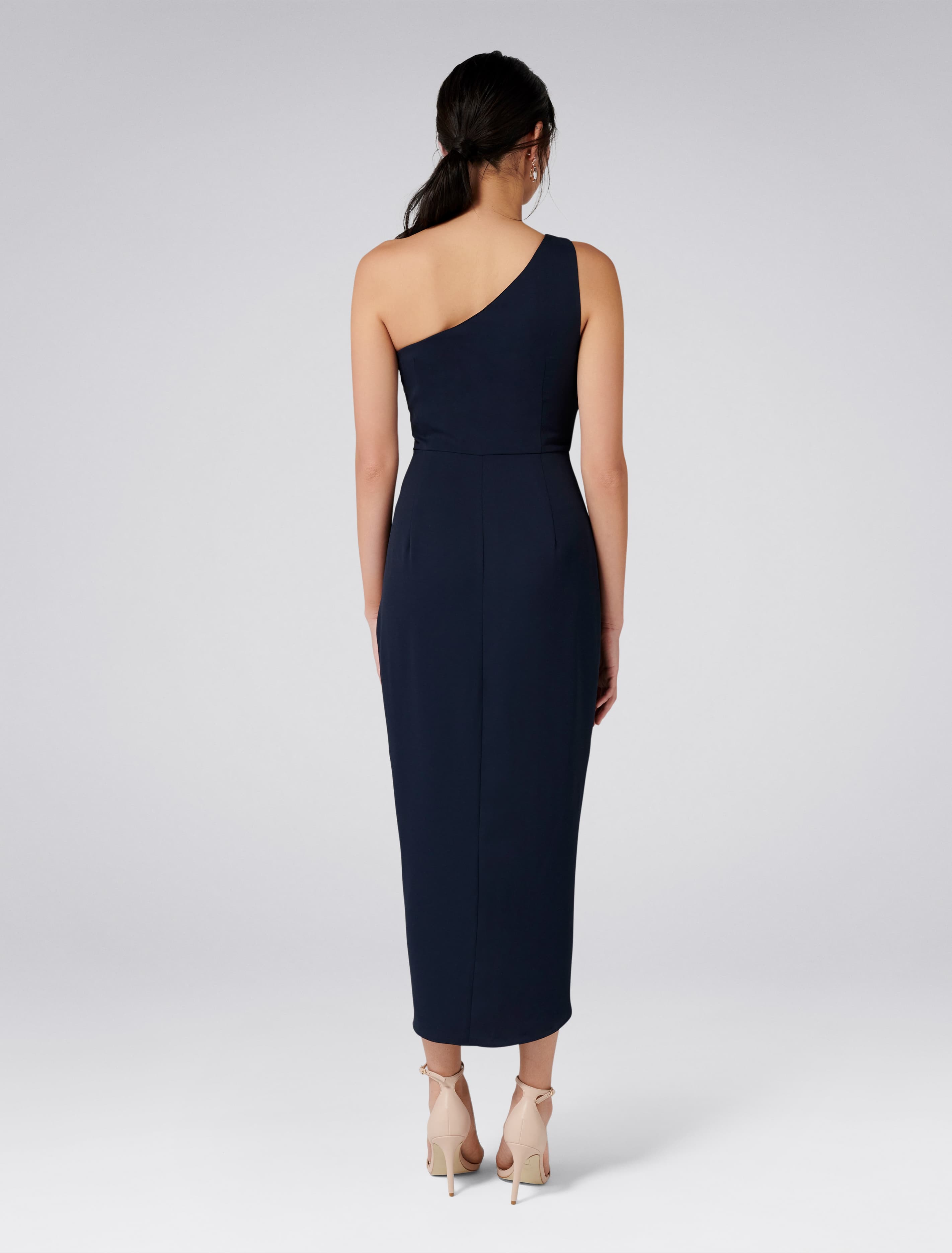 Mandy One Shoulder Drape Maxi Navy