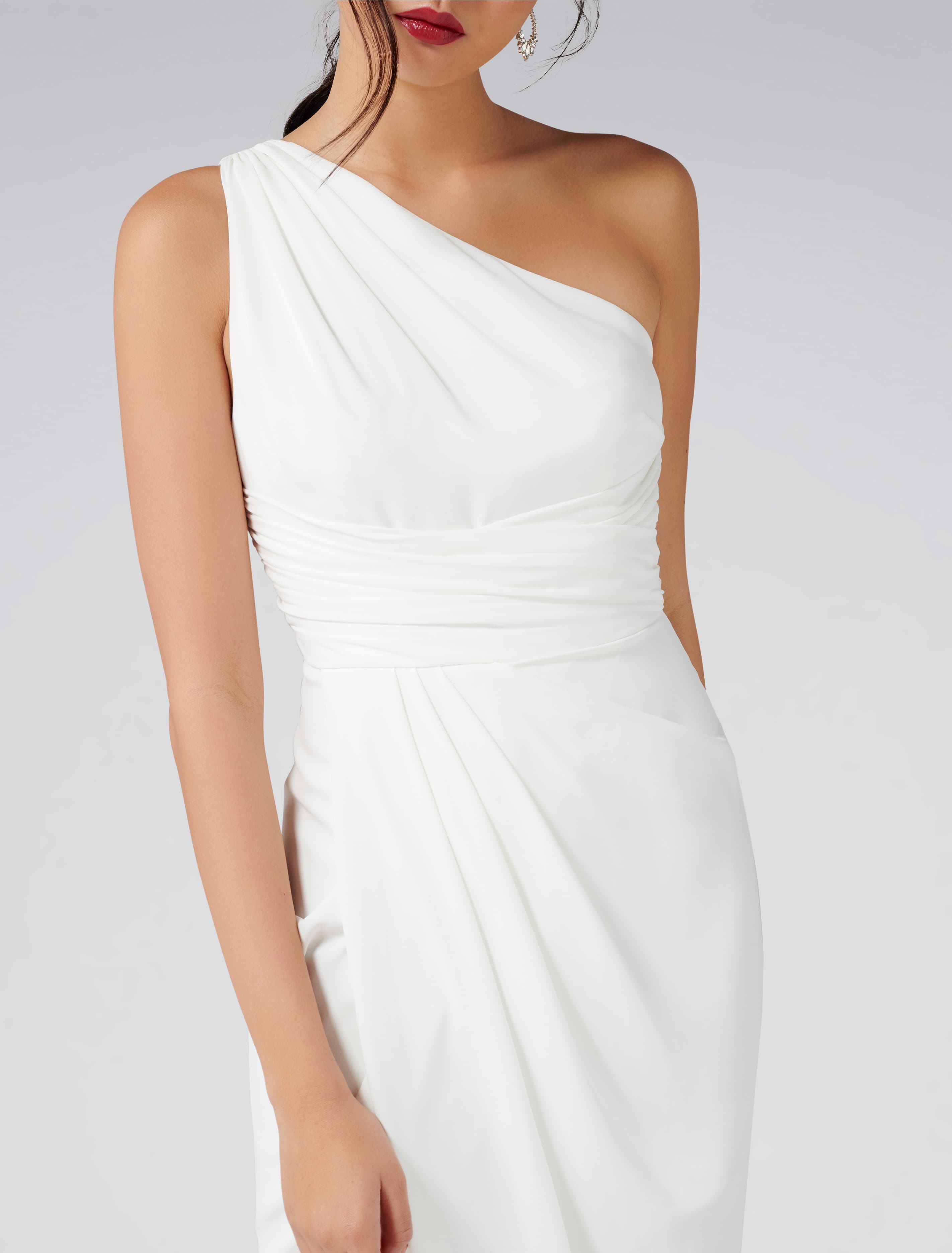 Mandy One Shoulder Drape Maxi Dress Porcelain
