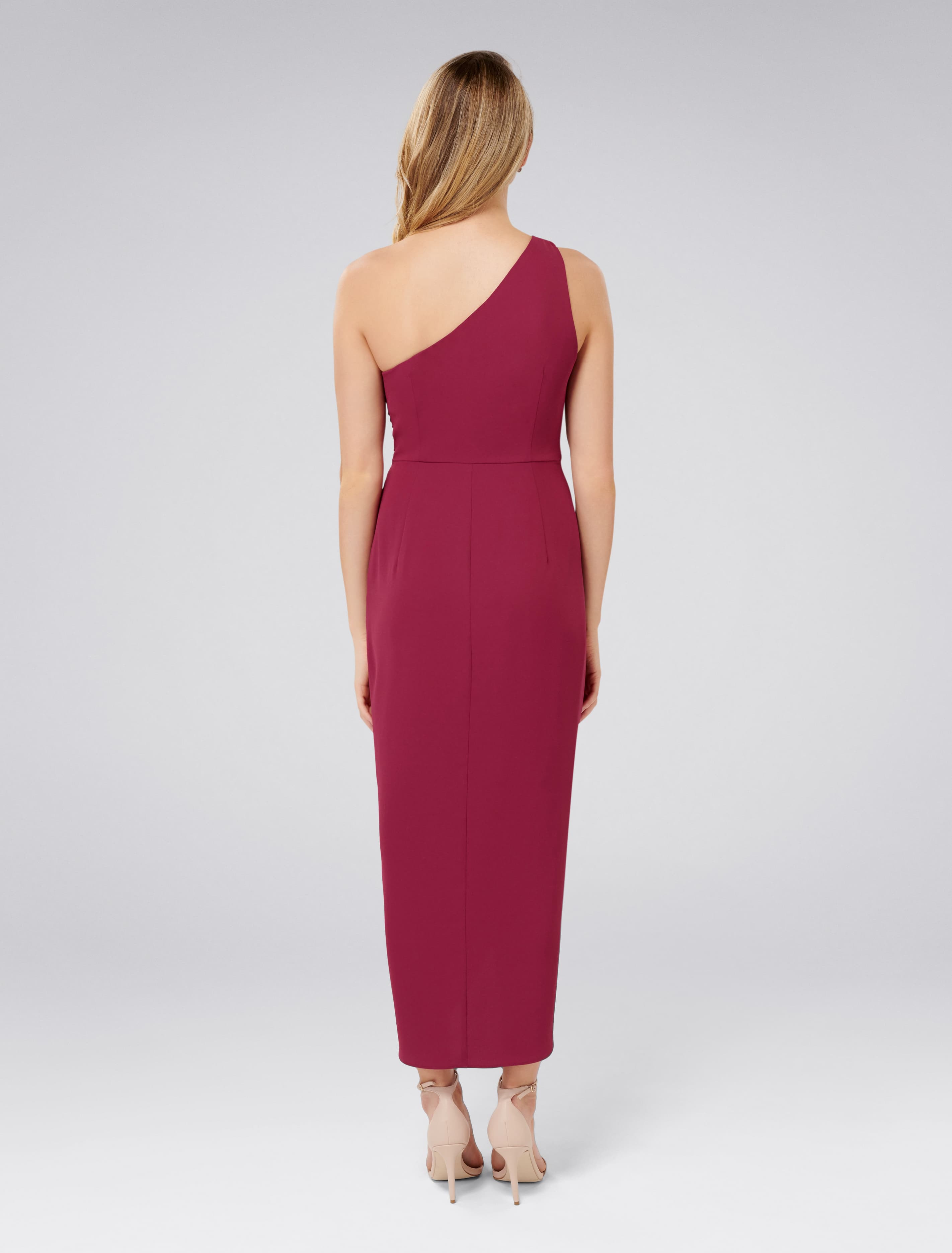 Mandy One Shoulder Drape Maxi Red Plum