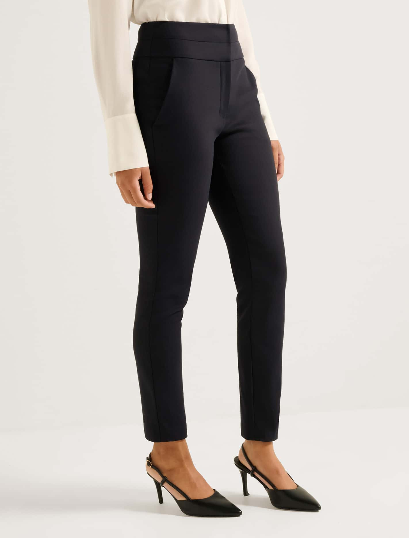 Georgia High Waist Full Length Pants Navy