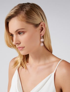Alyssa Hoop & Double Stone Drop Earrings  Rose Peach