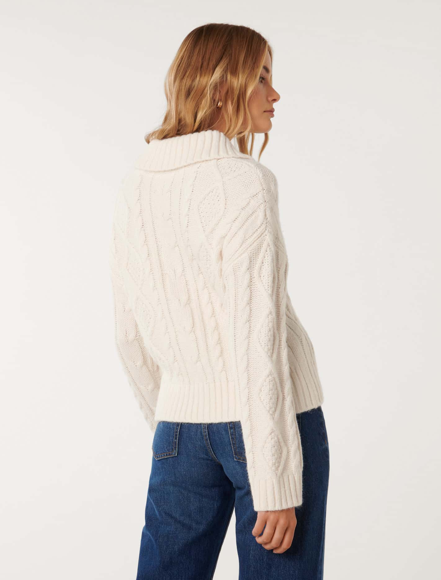 Adelaide Cabled Collar Knit Jumper Porcelain