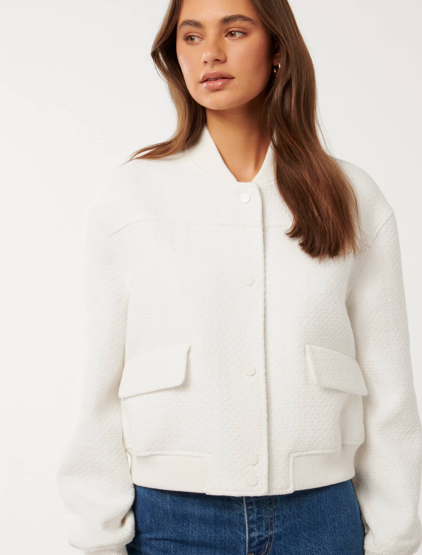 Becks Boucle Bomber Jacket Black Ombre
