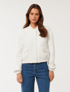 Becks Boucle Bomber Jacket Black Ombre